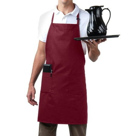 MHF Aprons, 1 Piece Pack, Chef Cooking Apron, Three Pocket Adjustable Neck Bib Apron, for Home, Commercial, Restaurant Kitchen,