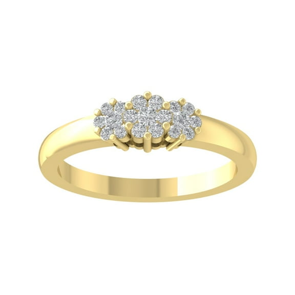 Araiya 14K Yellow Gold Diamond Cluster Band Ring (1/4 cttw, I-J Color, I2-I3 Clarity), Size 10