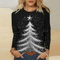thumbnail image 2 of asdoklhq Christmas Long Sleeve T Shirt Women's Casual Christmas Print Round Neck Long Sleeve T-Shirt Loose Top Multicolor 5X, 2 of 5