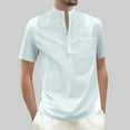 thumbnail image 2 of Kovlvoll Mens Shirts Lightweight Cotton Linen Buttons V Neck Short Sleeve Shirt Summer Casual T-Shirt with Pocket, 2 of 6