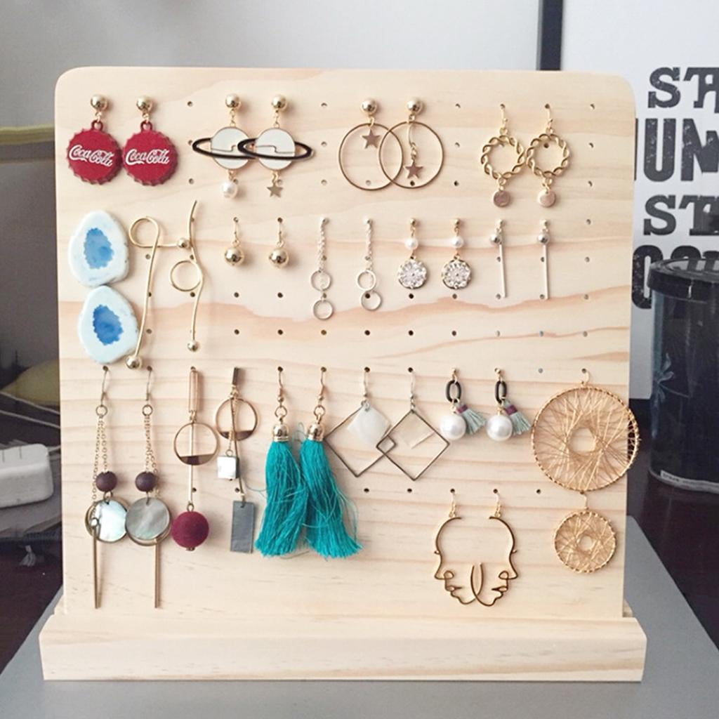 Segolike Unfinished Wood Earrings Jewelry Hanger Organizer Holder, Jewelry Rack Storage Display Holes for Decor