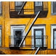 thumbnail image 2 of Atelier B Art Studio 21x20 Black Ornate Wood Framed with Double Matting Museum Art Print Titled - Building Old Fire Escape, 2 of 4