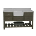 thumbnail image 2 of Charlotte 60" Single Farmhouse Bathroom Vanity with Weathered Gray Cabinet and Engineered Carrara Top, 2 of 5