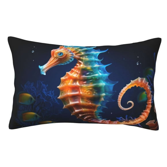 Balery Yellow Fish Seahorse Funda de Cojín Estampada, Regalos para Mujeres, Regalos de Amor para Ella, Regalos para Novia o Esposa, Funda de Almohada-16"x24"