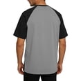 thumbnail image 4 of YLSDY Men's Raglan Sleeve Baseball T-Shirt Summer Fashion Color Block Casual Loose Fit Tee Dark Gray S, 4 of 8