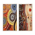 thumbnail image 2 of Designart "Amber Tinged Circular Dot Aboriginal Art V" Transitional Framed Wall Art Set Of 2 - Abstract Yellow Framed Canvas Set For Living Room Decor, 2 of 6