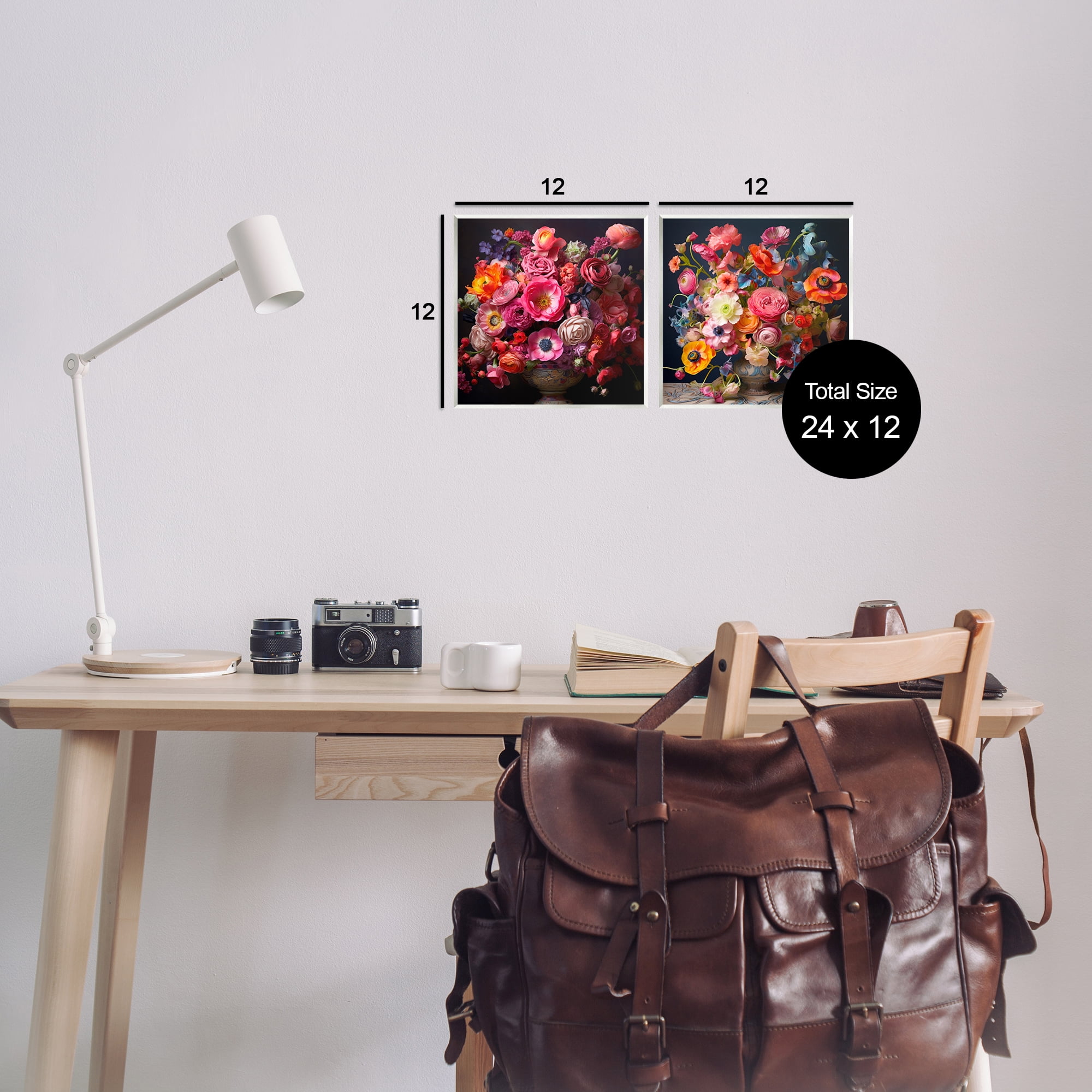 Stupell Industries Stunning Still Life Floral Arrangement Plants & Flowers Photography Unframed Art Print Wall Art, 12 x 12, Set of 2