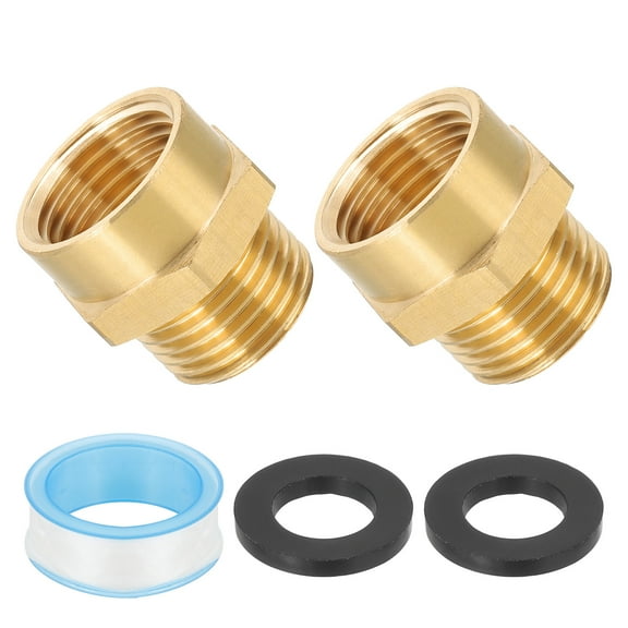 1/2" g Male x 1/2" NPT Female Brass Pipe Fitting, Pipe Extension Connectors Reducer Adapter for Air Gas Fuel with Tape - 2PCS