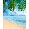 thumbnail image 2 of ABPHOTO Polyester 5x7ft Sand Beach Backdrop Seaside Coconut Palm Green Leaves Blue Sky White Cloud Nature Summer Journey Ocean Sailing Photography Background Girls Lover Wedding Photo Studio Props, 2 of 3