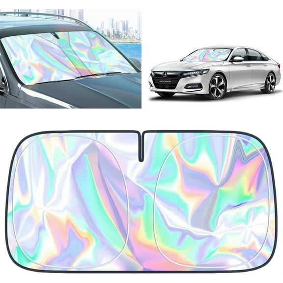 Iridescent Windshield,Tutuviw Sun Shade Car Windshield,55x28 in Iridescent Sun Shade,Car Windshield Blocks UV Heat Keeps The Car Cool,Rays Visor Protector,Folding Auto Sunshade for Truck SUV