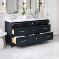 thumbnail image 3 of Ariel Monroe 67 Inch Double Rectangular Sink Bathroom Vanity With Pure White Quartz Countertop 1.5 inch Edge In Midnight Blue, 3 of 7