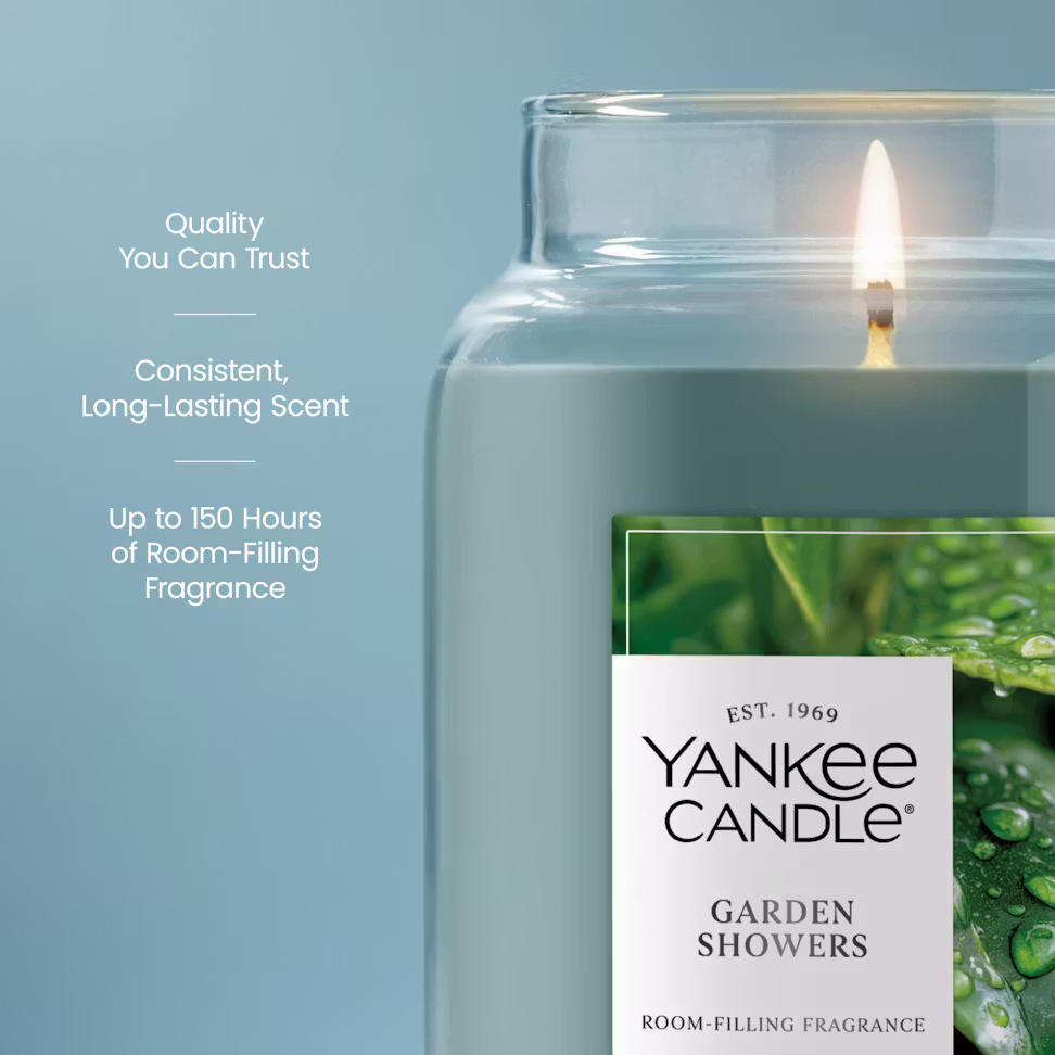 thumbnail image 3 of Yankee Candle GARDEN SHOWERS Original Large Scented Jar Candle, 22 oz - Dewy Greens, White Florals, & Earthy Moss, 3 of 3