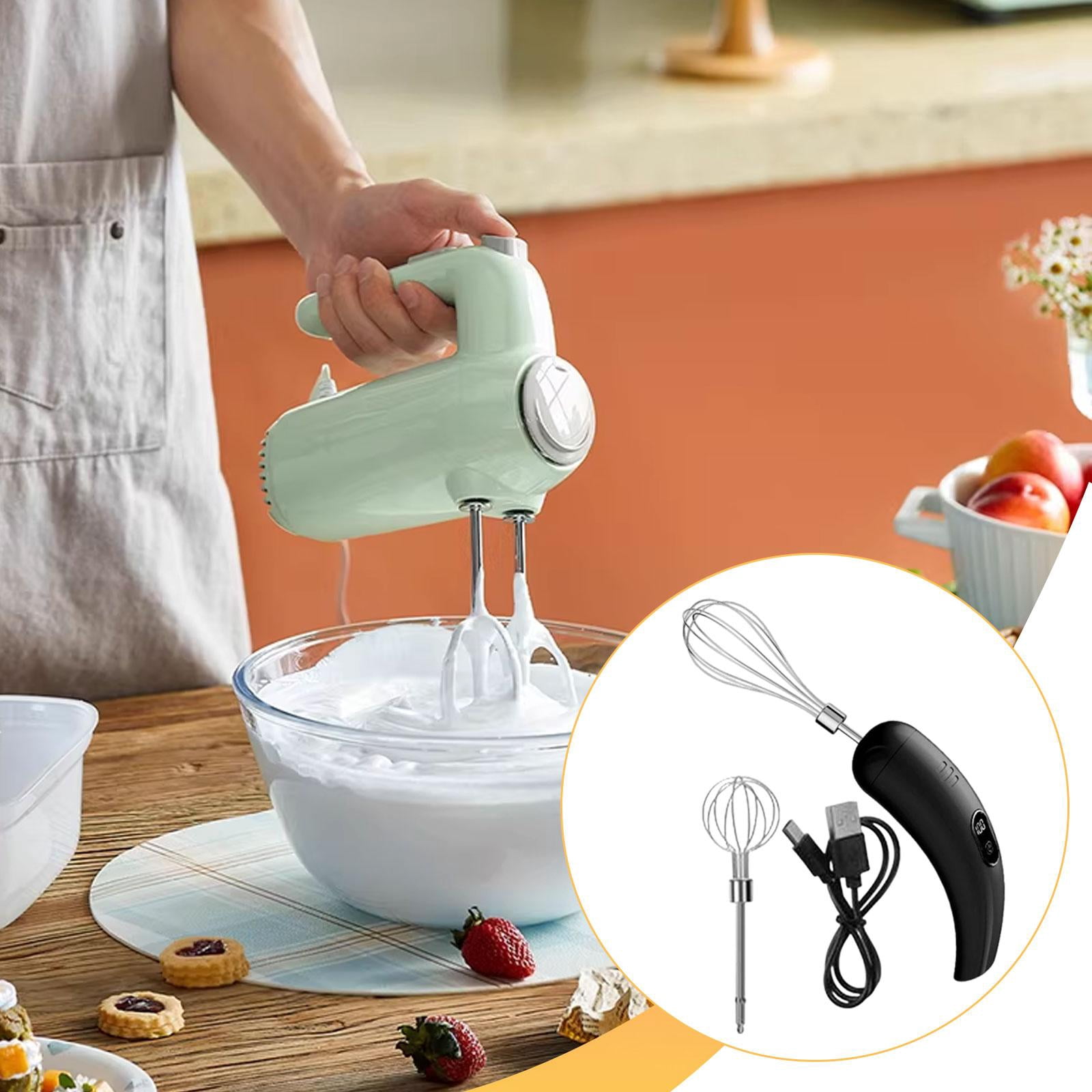 Fiocias Cordless Hand Mixer Compact Electric Egg Beater for Kitchen Baking Cake Shop Black