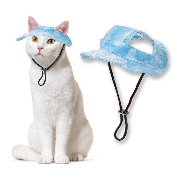 Minzimin Pet Hat with Ear Holes Sunscreen Cap, Adjustable String Dog Cat Summer Sun Hat,Cat Dog Bucket Hat for Birthday Party Costume Decoration Outdoor Hiking