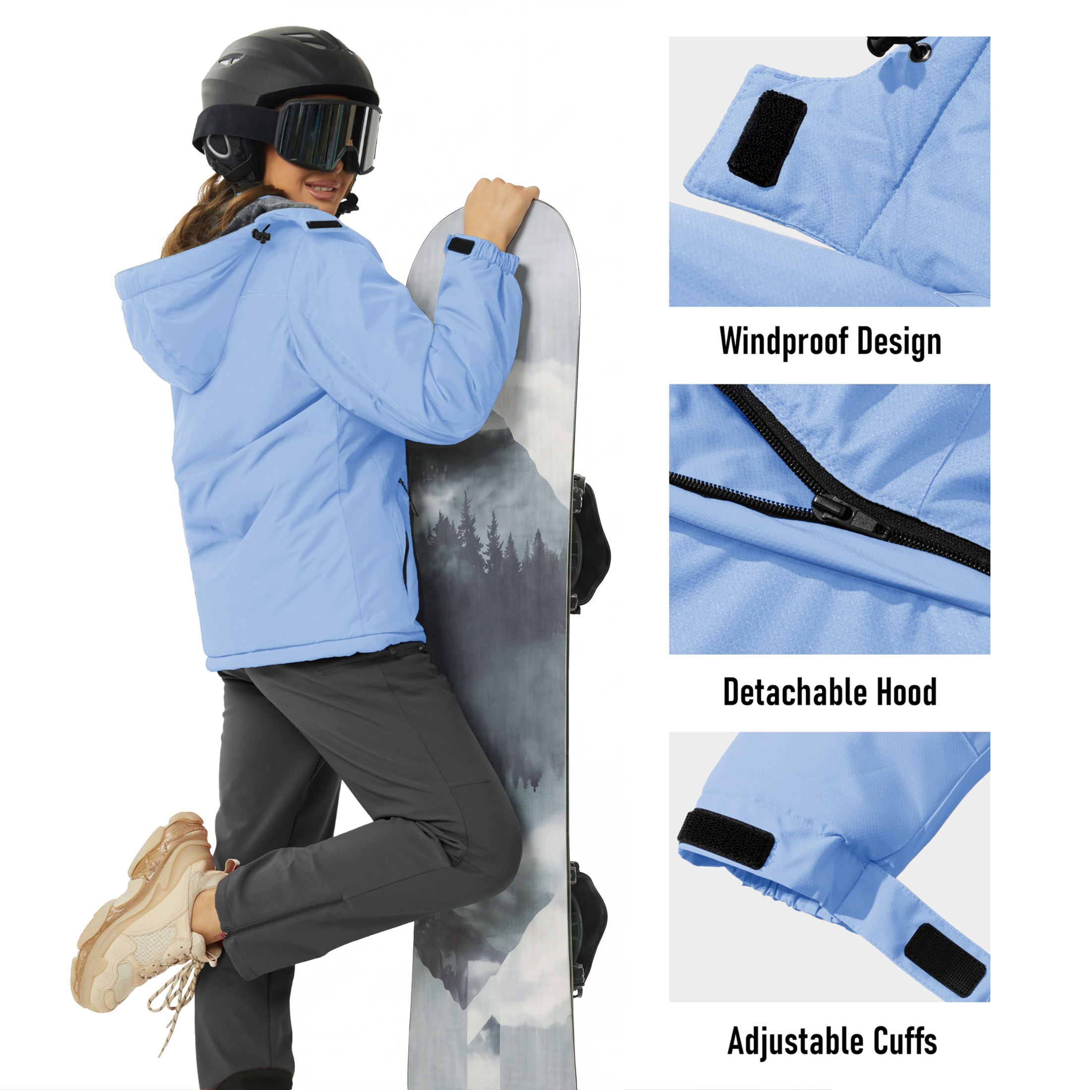 TACVASEN Women's Waterproof Ski Jacket photo 6