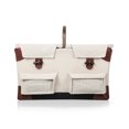 thumbnail image 3 of Picnic Time Pioneer Deluxe Picnic Basket with Picnic Blanket, Beige Canvas with Navy Blue & Brown, 3 of 5