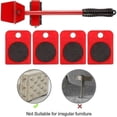 thumbnail image 5 of Kit para mover muebles pesados ​​sin esfuerzo, kit para mover muebles, kit de palanca y carro para muebles, 1 barra de elevación y 4 ruedas móviles, hasta 400 kg (hy), 5 of 5