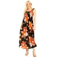 thumbnail image 5 of Sakkas Iyabo Women's Sleeveless Casual Summer Floral Print Dress Maxi Long Stretch - B-Orange - One Size, 5 of 5