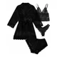 thumbnail image 1 of Conjunto De Pijama De 4 Piezas Para Mujer Con Ribete De Enca, 1 of 5