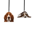 thumbnail image 1 of WIRESTER Set of 2pcs Acrylic Hanging Ornaments for Christmas Tree Holidays Party Home Office Decoration Gift - Cute Sad Eyes Basset Hound Dog & Basset Hound Dog Lying Down Looking Up, 1 of 7