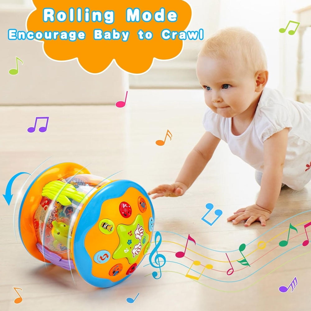Ocean Rotating Baby Musical Toys 4 in 1,Infant Night Light Up Toys,Tummy Time Crawling Toy, Early Educational Gift, Development Learning Toy for Boy Girl Toddlers,Ideal for Birthday Christmas