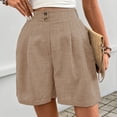 thumbnail image 6 of Hesxuno Women Baggy Shorts High Waisted Pleated Shorts Button Front Straight Wide Leg Shorts Summer Casual Beach Shorts Khaki L, 6 of 7