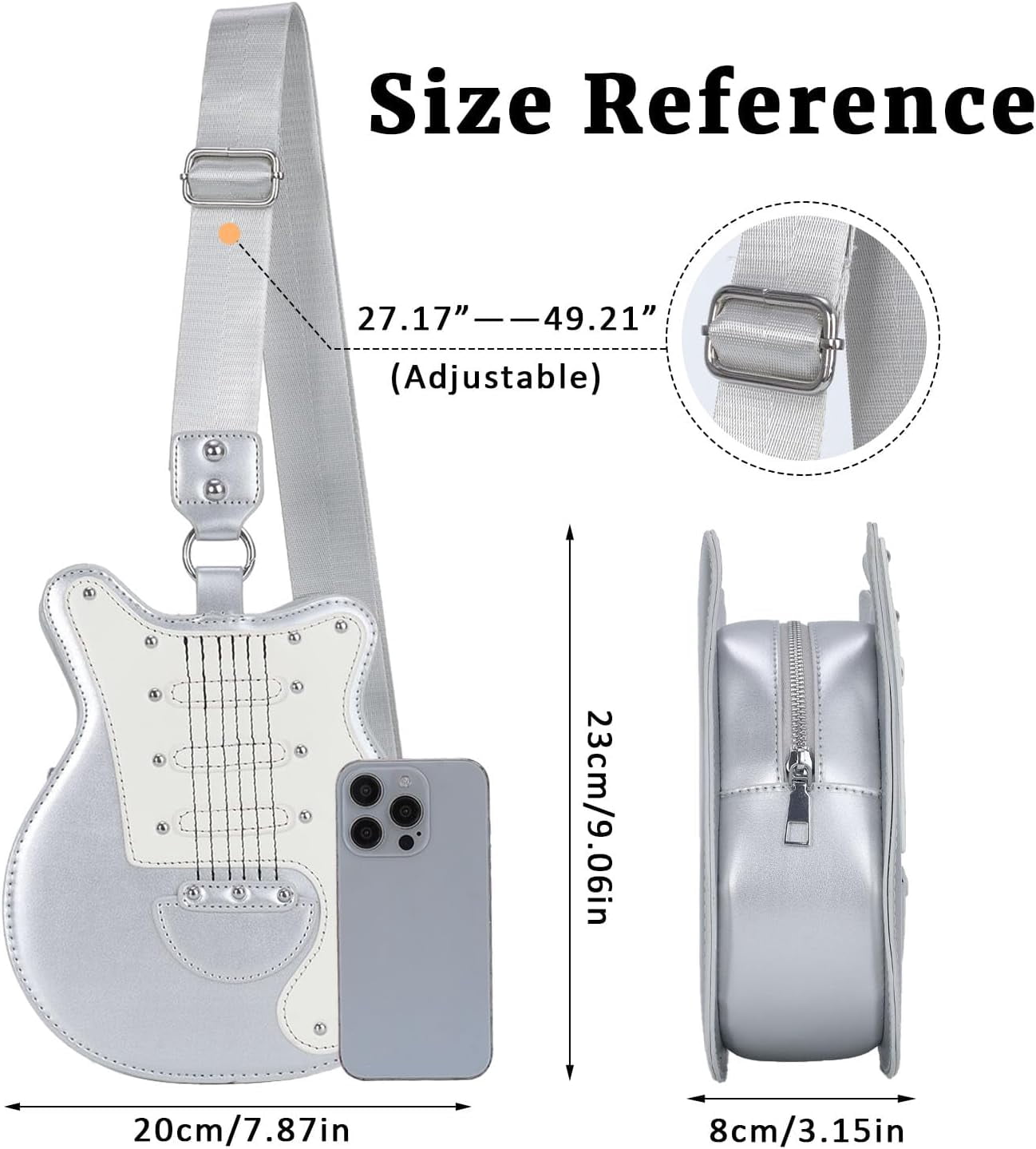 Guitar Shaped Shoulder Bag for Women Rivet Creative Crossbody Handbag Music Crossbody Tote