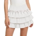 thumbnail image 2 of FRSASU Girls Ruffle Layered Summer Mini Skirt, Elastic High Waisted Casual Stretch A-Line Skirts for 3-13 Years White, 2 of 9