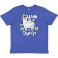 thumbnail image 3 of Inktastic St. Patrick's Day Llama Be Irish with Green Shamrocks Youth T-Shirt, 3 of 5
