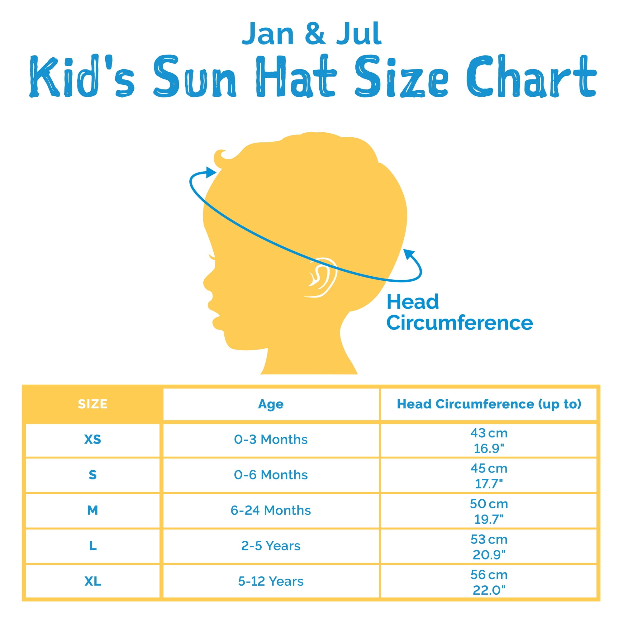 JAN & JUL Kids Sun-Hats with UV Protection Breathable (XL: 6-12