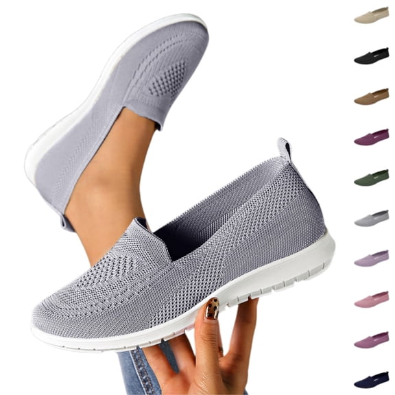 EKVAHL Orthopedic Slip on Walking Shoes for Women Slip-on Comfortable Embroidered Arch Support Wide Width Lightweight Work Sneakers Nurse Shoes for Women