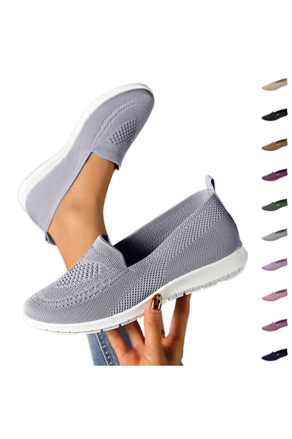 Orthopedic Slip on Walking Shoes for Women Slip-on Comfortable Embroidered Arch Support Wide Width Lightweight Work Sneakers Nurse Shoes for Women