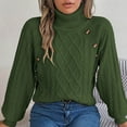 thumbnail image 3 of Sweaters for Women 2025 Fall Winter Long Lattern Sleeve Turtleneck Knitted Sweater Jumper Top Womens Pullover Sweaters, 3 of 8