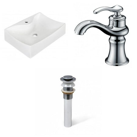 

American Imaginations 21.5-in. W Above Counter White Bathroom Vessel Sink Set For 1 Hole Center Faucet_AI-34163