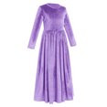 thumbnail image 2 of FYMNSI Girls Velvet Christmas Dress Evening Party Dress Vintage Long Sleeve Ruffle Maxi Gown with Pockets 7-8 Years Dark Purple, 2 of 5