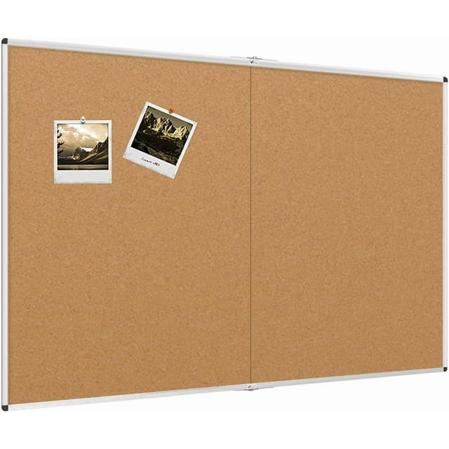 Tableau d'Affichage en Liège/babillard Pliable X es Cadre en Aluminium Argenté