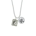 thumbnail image 2 of Delight Jewelry Silvertone Pebble Border Initial - O Silvertone Script Initial Disc - R - Charm Necklace, 20"+3", 2 of 4