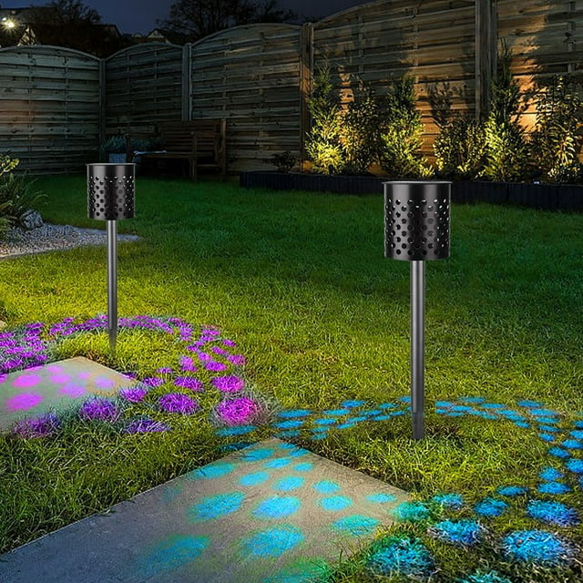 Luces LED solares para jardín, resistentes al agua, para patio, caminos, fácil instalación, juego de 2 unidades, Aestivo | Negro | AESTIVO