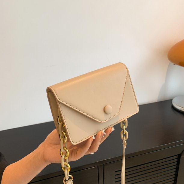 Bolso de cadena para mujer, sobre sólido, Bolso de moda para mujer, Bolso tipo satchel (caqui)