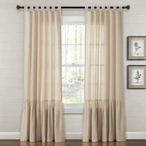 Lush Decor Farmhouse Faux Linen Tab Top Window Curtain Panels Dark Linen Single 40X84
