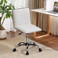thumbnail image 5 of Furniliving Furniliving Modern Armless Office Chair, Adjustable Swivel Office Desk Chair with Wheels PU Leather Task Chair for Home Office, White, 5 of 10