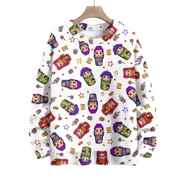 Pop cazadora para niña Demo-n Hunters Boys Girls Fashion Round-Neck Sweatshirt Streetwear Soft Comfortable Long Sleeve Hoodie for Daily Wear Spring Fall Winter (White)