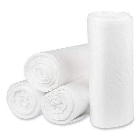 Pitt Plastics Eco Strong Plus Can Liners, 60 gal, 16 mic, 38" x 58", Natural, Perforated Roll, 200/Carton