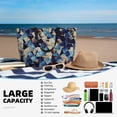 thumbnail image 3 of Yiaed Abstract Blue Squares Print Large Capacity Beach Travel Bag - Waterproof Zipper Vacation Tote for Sandproof Storage, and Camping, 3 of 5