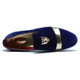 thumbnail image 3 of Santimon Men Velvet Loafers Golden Animal Buckle Slip-On Formal Dress Shoes Blue 10.5 US, 3 of 8