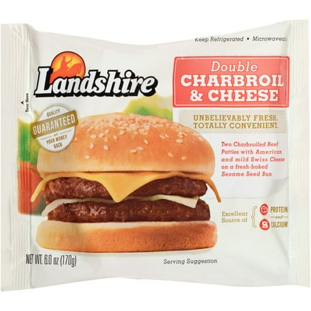 Landshire 2 Beef Patties & Swiss & American Cheese Double Charbroil & Cheese Sandwich, 6