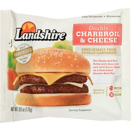 Landshire 2 Beef Patties & Swiss & American Cheese Double Charbroil & Cheese Sandwich, 6 (Best Frozen Jamaican Beef Patties)