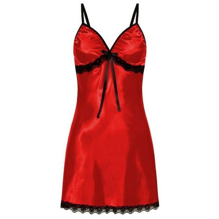 

Peyakidsaa Womens Silk Lace Dresses Babydoll Nightdress Nightgown Sleepwear Lingerie Set