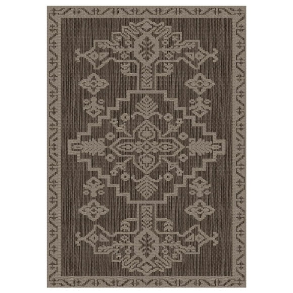 Tapis d'extérieur d'intérieur 7 pi 7 po x 10 pi 10 po, Metson, Sépia
