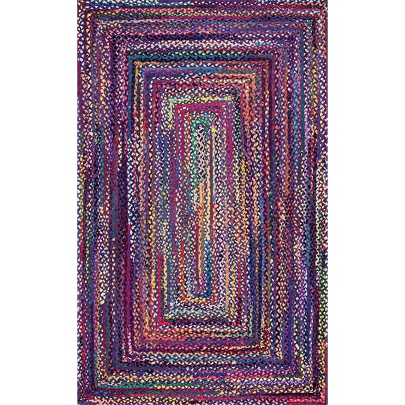 Jaipur Art And Craft Natural Fiber Blue Cotton Chidi Multi Color Handmade 9x9 Square feet (270x270 cm) Square Area Rug